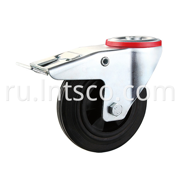 Bolt Hole Brake Industrial Plastic Core Rubber Casters